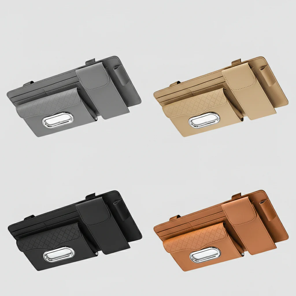 Car Visor Tissue Box with Glasses Clip - Image 3