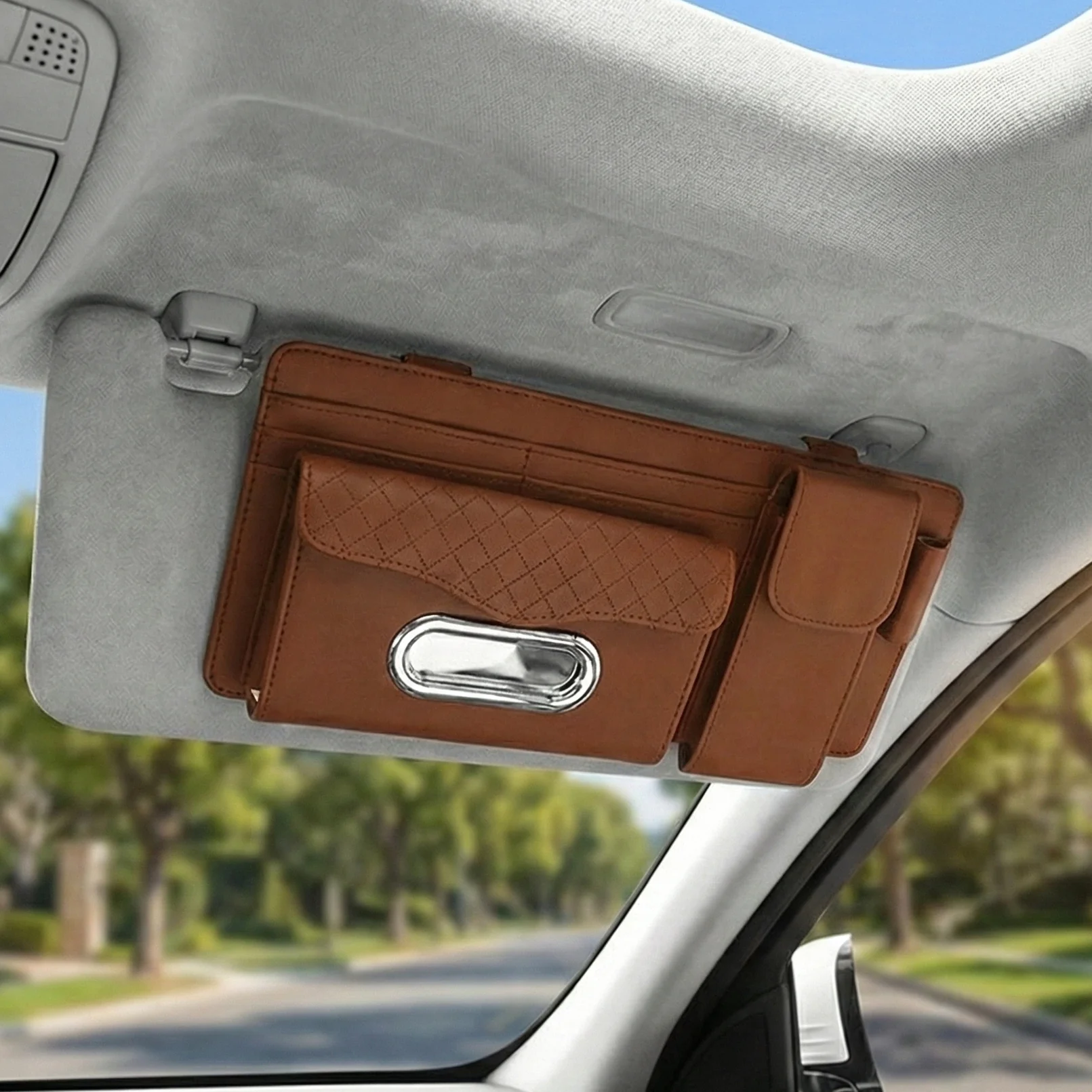 Car Visor Tissue Box with Glasses Clip - Image 6