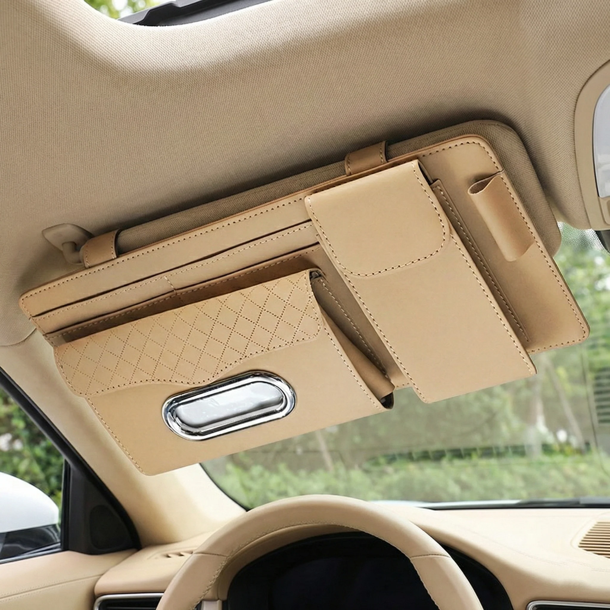 Car Visor Tissue Box with Glasses Clip - Image 7