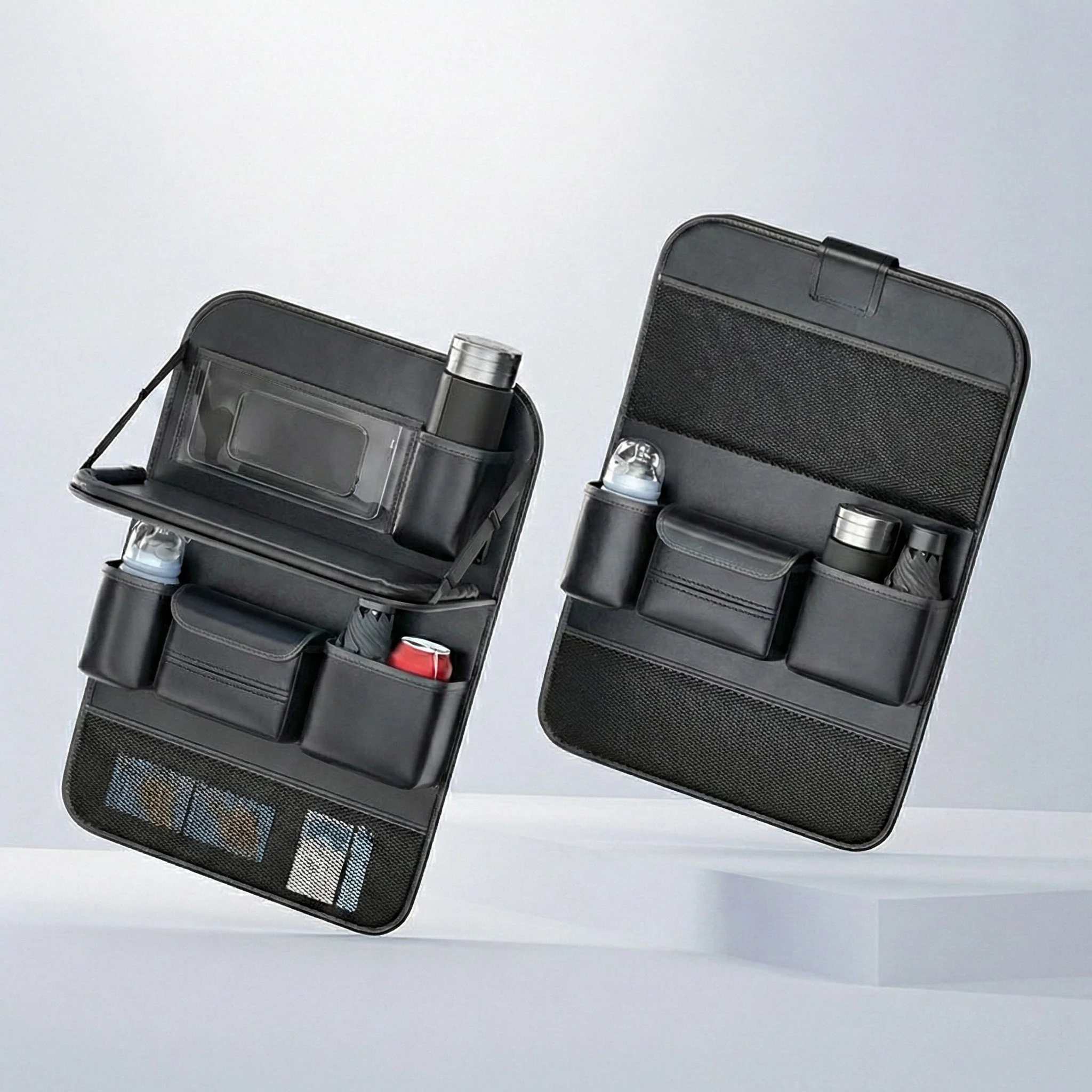 Foldable Car Backseat Organizer with Tray Table - Image 3