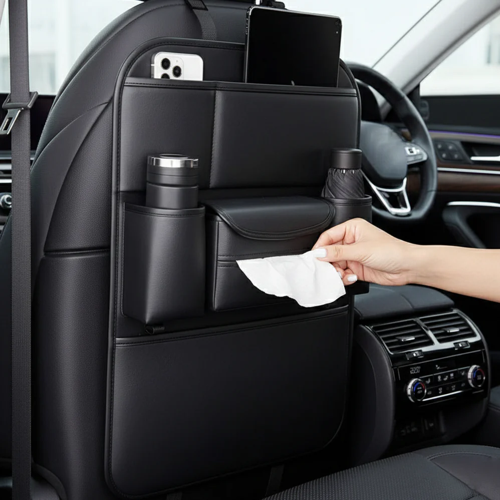 Foldable Car Backseat Organizer with Tray Table - Image 4