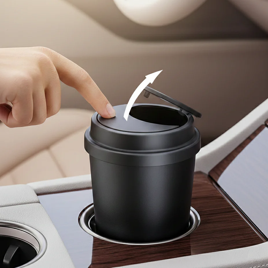 Portable Car Trash Can with Pop-Up Lid - Image 3